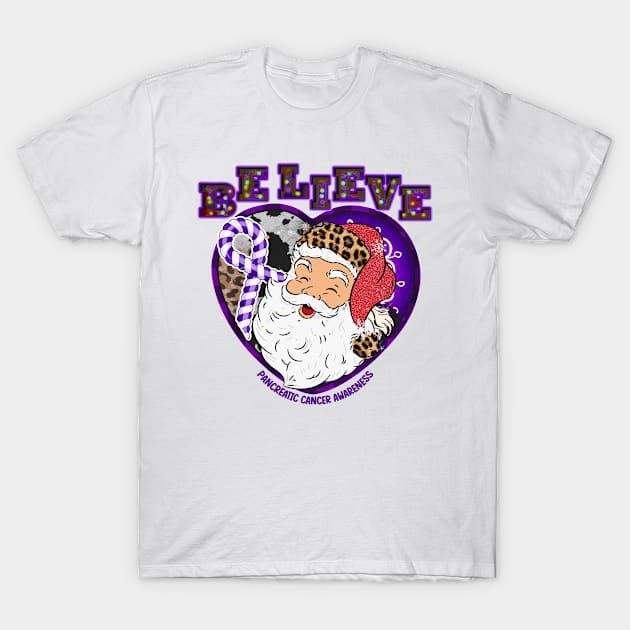 Pancreatic Cancer Awareness Awareness - santa believe leopard christmas T-Shirt by james store